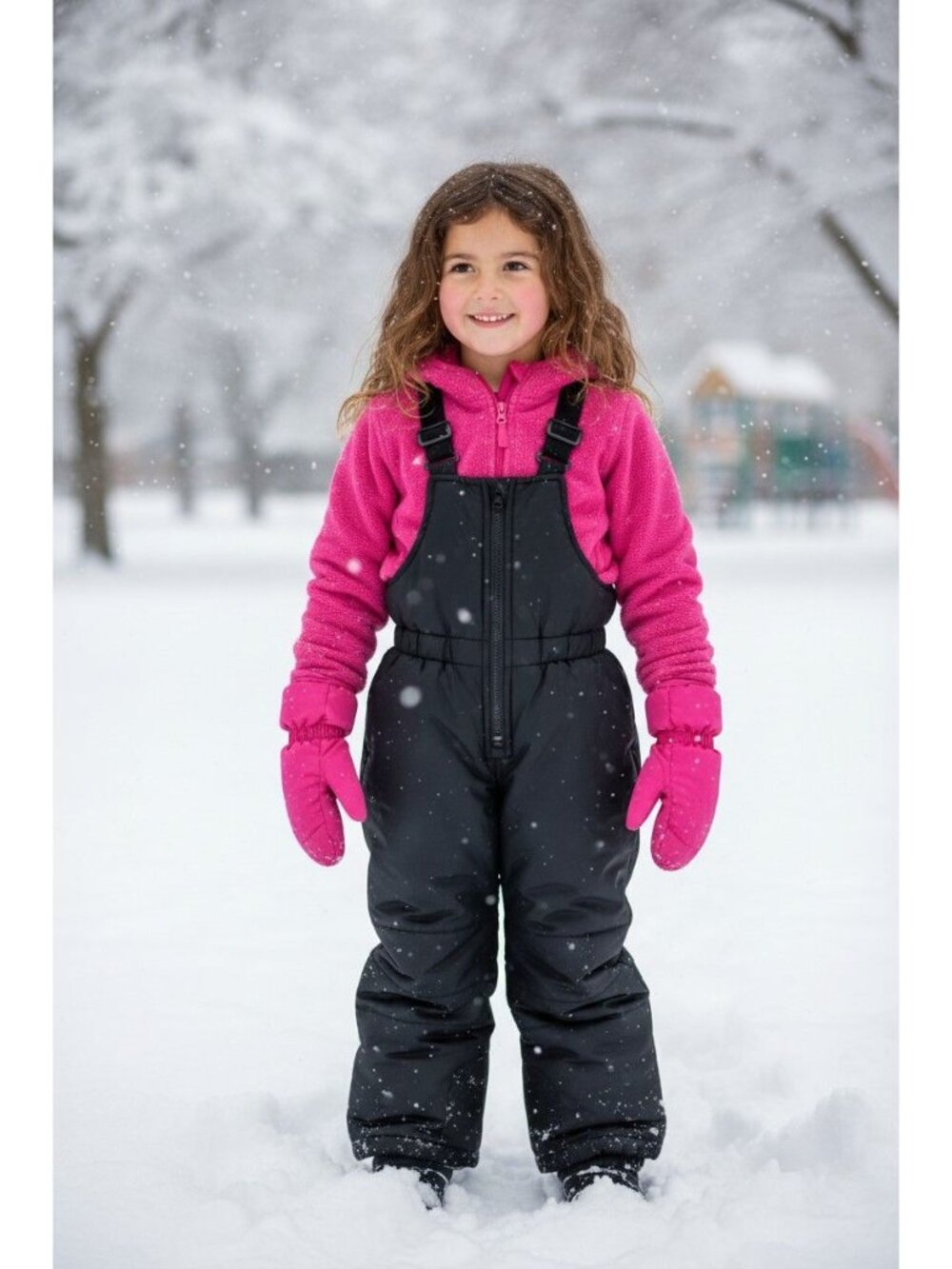 North Zone Kids Black Snow Bib Overalls 4T Winter Wear Adjustable Straps